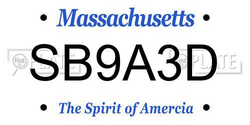 SB9A3D Massachusetts License Plate