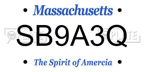 SB9A3Q Massachusetts License Plate