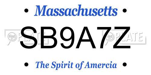 SB9A7Z Massachusetts License Plate