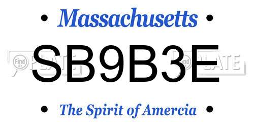 SB9B3E Massachusetts License Plate