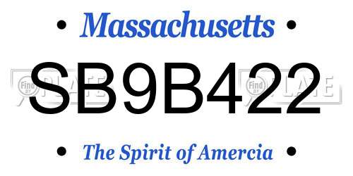 SB9B422 Massachusetts License Plate