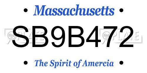 SB9B472 Massachusetts License Plate