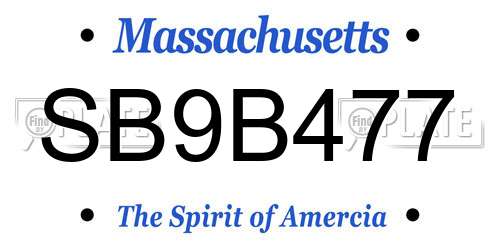 SB9B477 Massachusetts License Plate