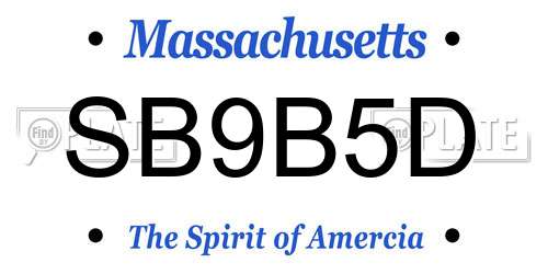 SB9B5D Massachusetts License Plate