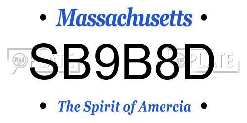 SB9B8D Massachusetts License Plate