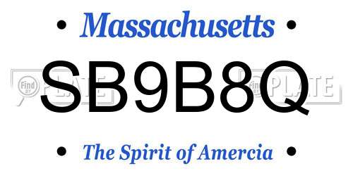 SB9B8Q Massachusetts License Plate