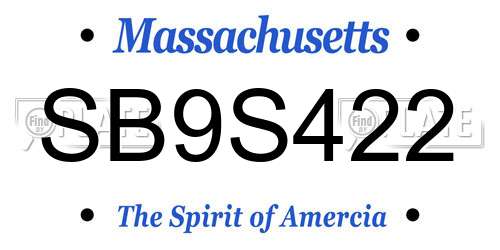 SB9S422 Massachusetts License Plate