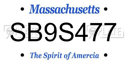 SB9S477 Massachusetts License Plate