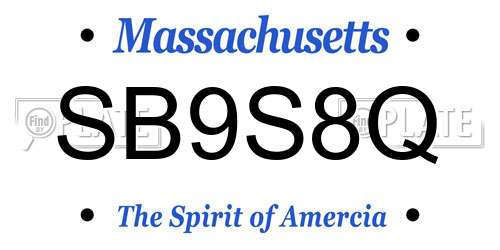 SB9S8Q Massachusetts License Plate