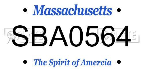 SBA0564 Massachusetts License Plate