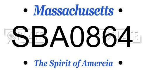 SBA0864 Massachusetts License Plate