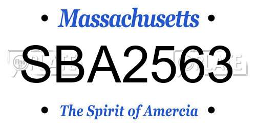 SBA2563 Massachusetts License Plate