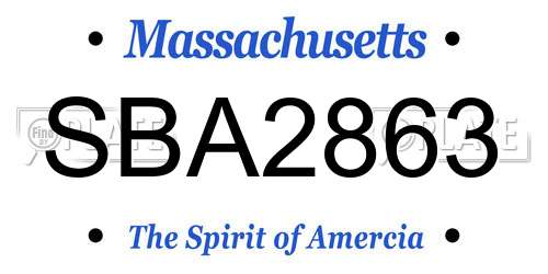 SBA2863 Massachusetts License Plate