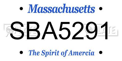 SBA5291 Massachusetts License Plate