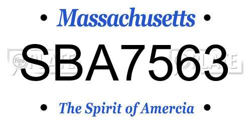 SBA7563 Massachusetts License Plate