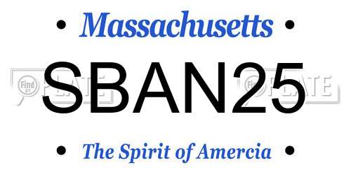 SBAN25 Massachusetts License Plate