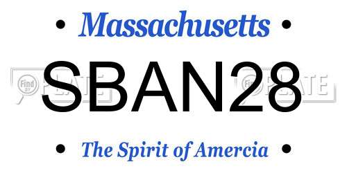 SBAN28 Massachusetts License Plate