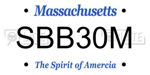 SBB30M Massachusetts License Plate
