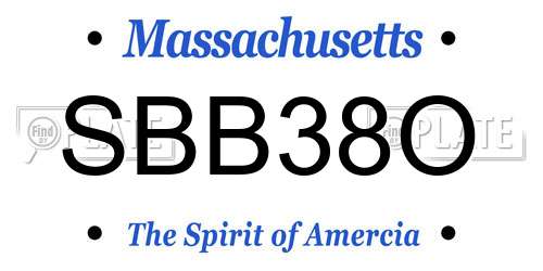 SBB38O Massachusetts License Plate
