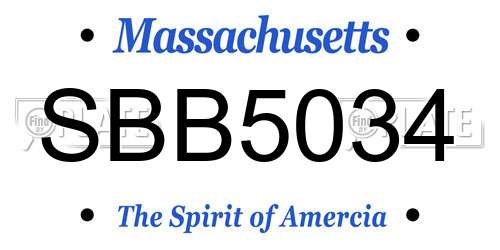 SBB5034 Massachusetts License Plate