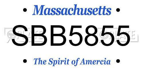 SBB5855 Massachusetts License Plate