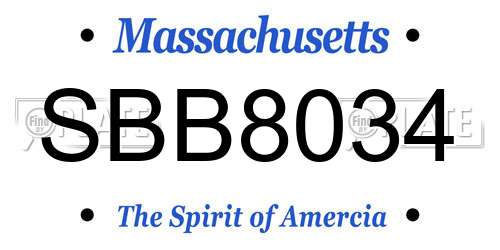 SBB8034 Massachusetts License Plate