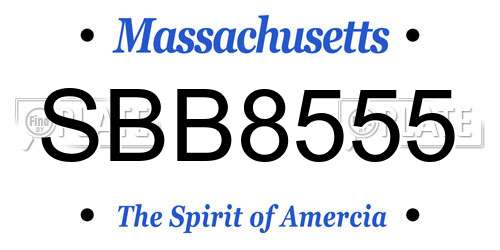 SBB8555 Massachusetts License Plate