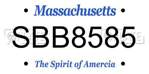 SBB8585 Massachusetts License Plate