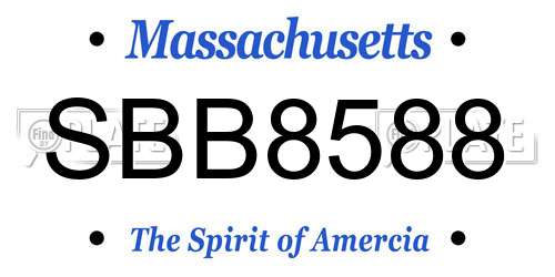SBB8588 Massachusetts License Plate