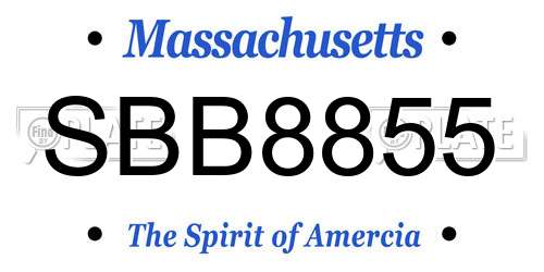 SBB8855 Massachusetts License Plate