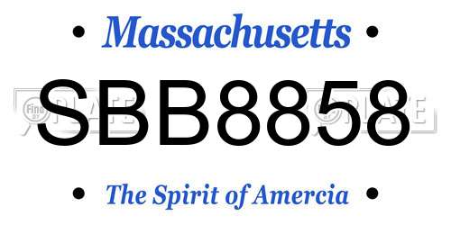 SBB8858 Massachusetts License Plate
