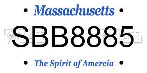 SBB8885 Massachusetts License Plate