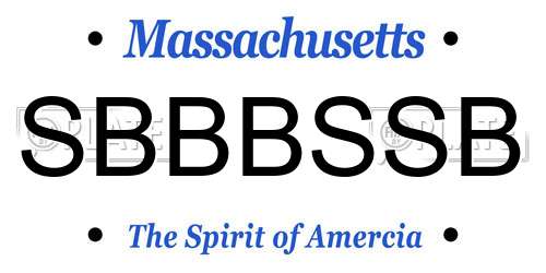 SBBBSSB Massachusetts License Plate