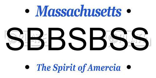 SBBSBSS Massachusetts License Plate