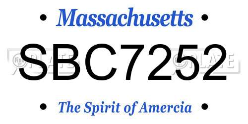 SBC7252 Massachusetts License Plate