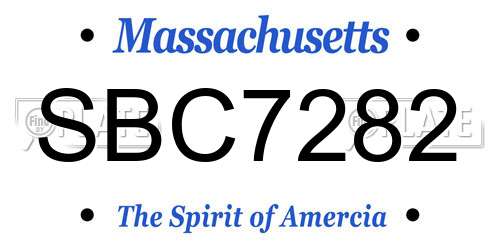 SBC7282 Massachusetts License Plate