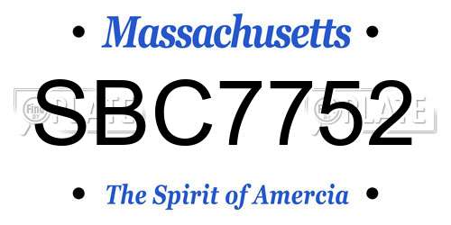 SBC7752 Massachusetts License Plate