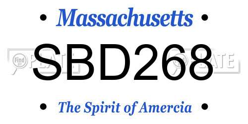SBD268 Massachusetts License Plate