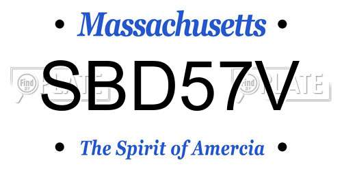 SBD57V Massachusetts License Plate