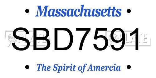 SBD7591 Massachusetts License Plate
