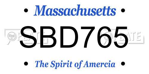 SBD765 Massachusetts License Plate