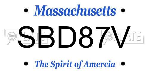 SBD87V Massachusetts License Plate