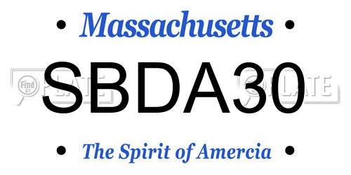 SBDA30 Massachusetts License Plate