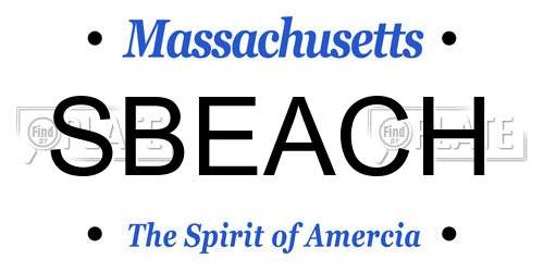 SBEACH Massachusetts License Plate