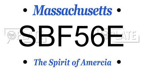 SBF56E Massachusetts License Plate
