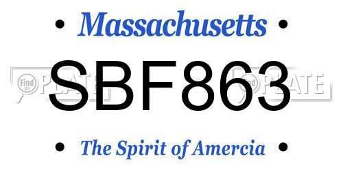 SBF863 Massachusetts License Plate