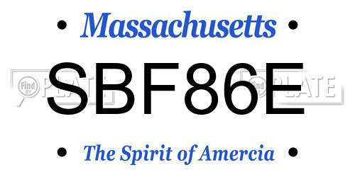 SBF86E Massachusetts License Plate