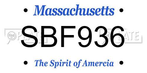 SBF936 Massachusetts License Plate