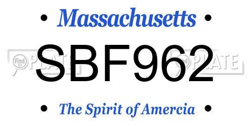 SBF962 Massachusetts License Plate