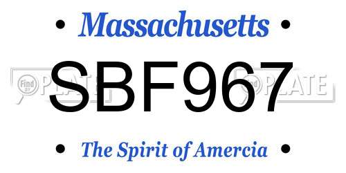 SBF967 Massachusetts License Plate